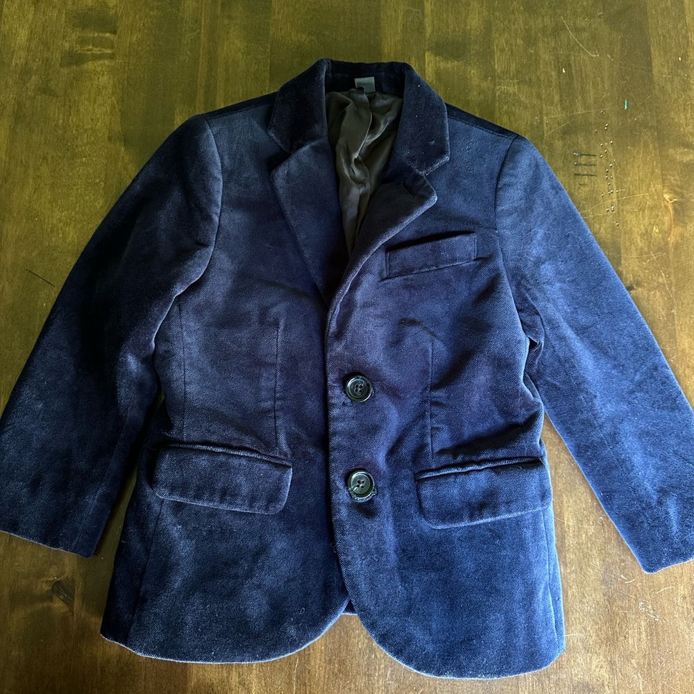 Crewcuts Boys Ludlow Jacket Size 3 Navy‎ Blue Velvet Preppy Buttons School